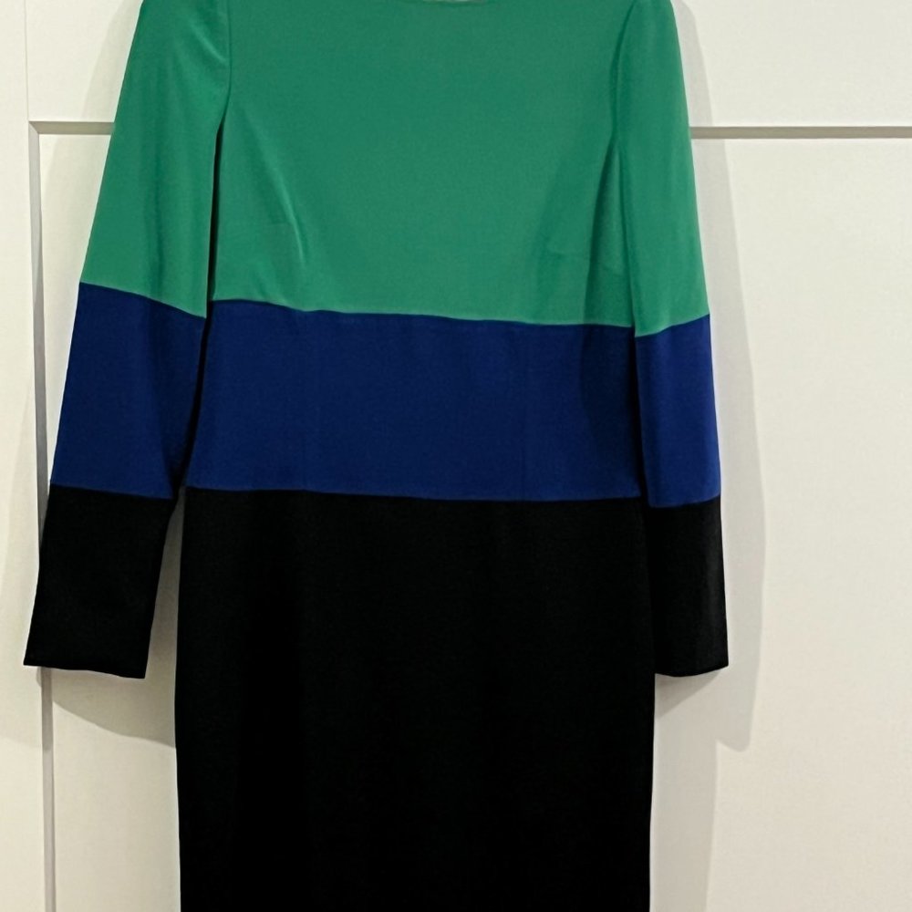 Adrianna Papell Colorblock Green, Blue, Black Dress